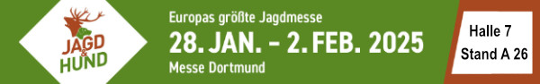 Banner der Messe "Jagd & Hund" 2025 in Dortmund